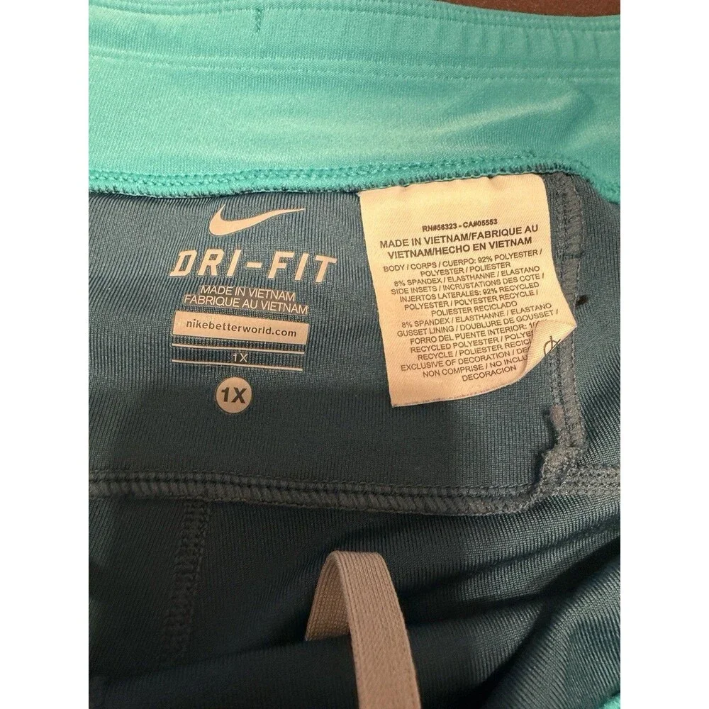 Nike Dri-Fit Capri Leggings Women's 1X Stretchy Calf-Length Two-Toned Teal